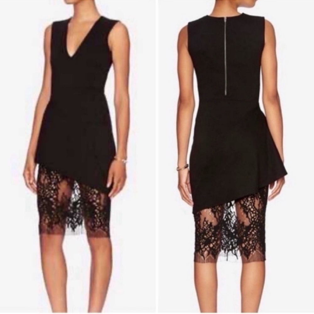Mason Black Asymmetrical Lace Dress 2